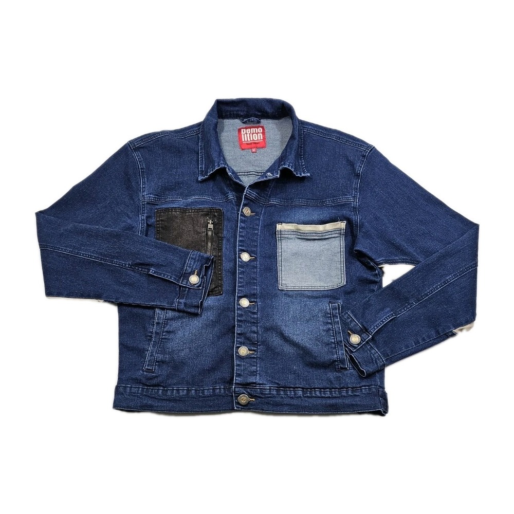 Demolition Denim Jean Jacket Stylish Coat Stretch Design Medium Multicolor Baggy